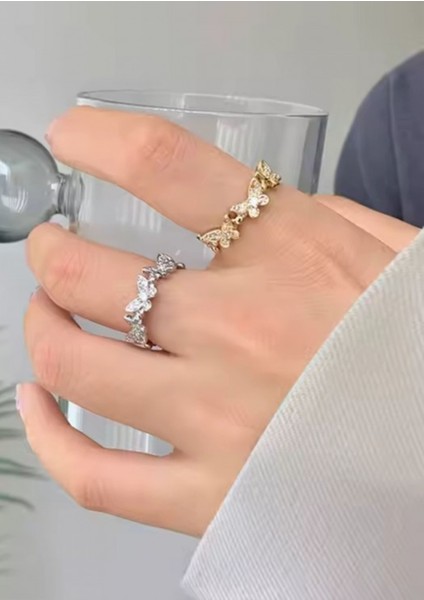 Zirkon Taşlı Kelebek Model Ayarlanabilir Yüzük, Kelebek Model Yüzük