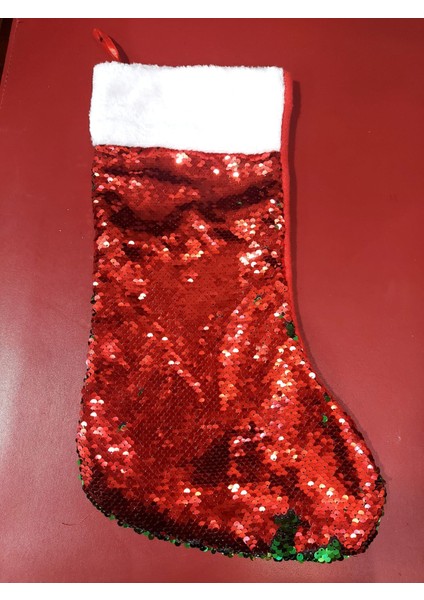 Noel Çorap Duvar Pano Dekorasyon Aksesuar Ev Yaşam Snow Kırmızı Yeşil Beyaz Pofidik 1 Adet