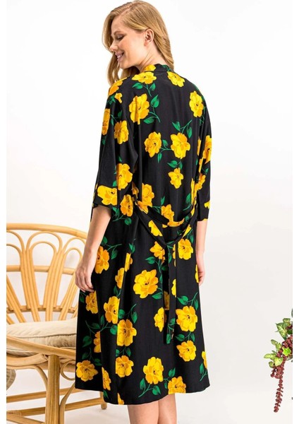 Arnetta Kadın Yellow Rose Sarı Homewear Kimono,şort Takım indirimleri