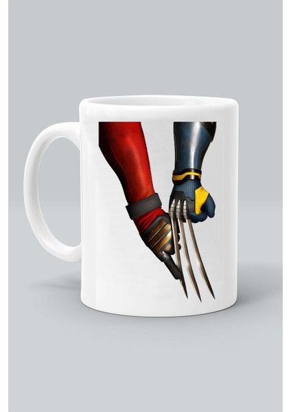 Süper Kahraman Deadpool & Wolverine Karakter Baskılı Beyaz Kupa Bardak