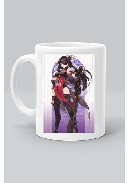 Beidou Karakter Anime Genshin Impact Baskılı Beyaz Kupa Bardak