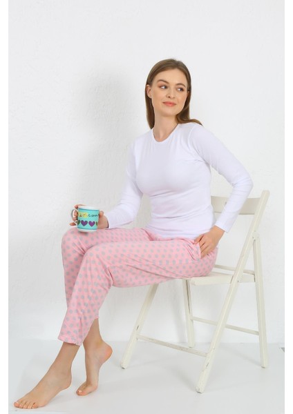 Kadın Pamuklu Cepli Tek Alt Pijama Pembe 27527