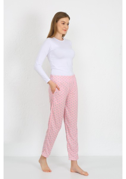 Kadın Pamuklu Cepli Tek Alt Pijama Pembe 27527