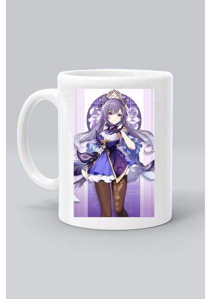 Keqing Sara Karakter Anime Genshin Impact Baskılı Beyaz Kupa Bardak