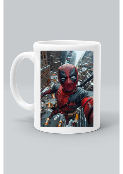 Deadpool Süper Kahraman Karakter Baskılı Beyaz Kupa Bardak