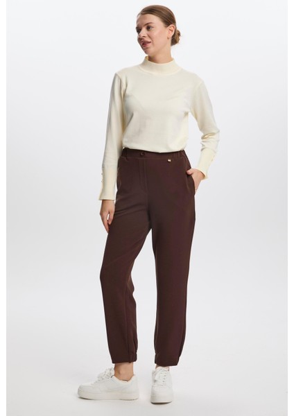 Fitilli Bel Lastikli Kahve Pantolon 0208