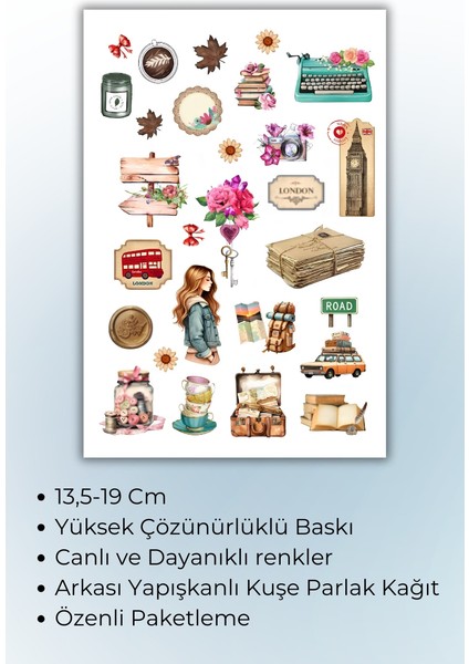 4'lü Vintage Sticker Planner Ajanda Bullet Journal Için Uygun Set fiyatları