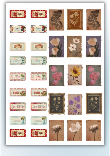 4'lü Vintage Sticker Planner Ajanda Bullet Journal Için Uygun Set