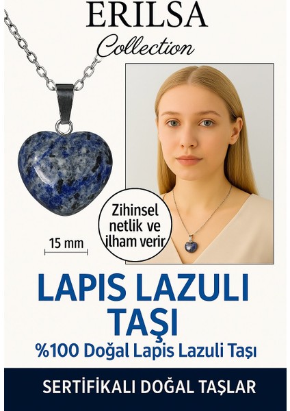 Sertifikalı Kalp Model Mini Lapis Lazuli Kolye – Bilgelik, Ifade Gücü ve Ruhsal Derinlik Taşı