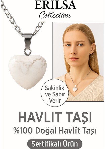 Sertifikalı Kalp Model Havlit Taşı Kolye – Zihin Sakinliği ve Içsel Huzur Taşı