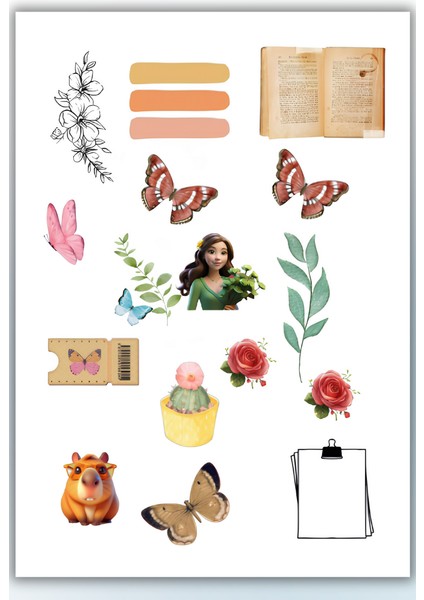 Vintage Temalı Sticker Planner Ajanda Bullet Journal Için Uygun Set