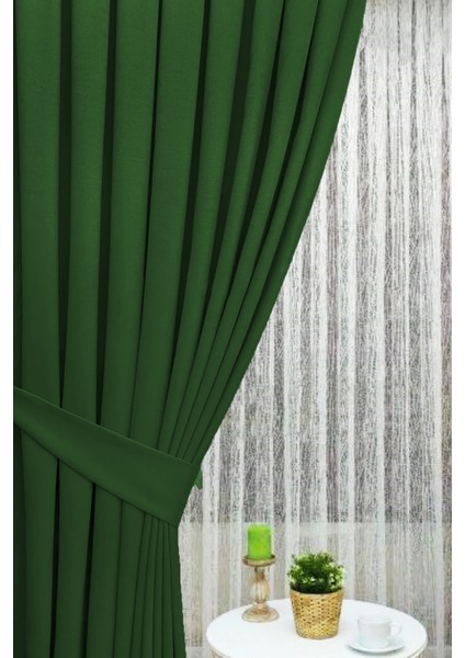 Yeşil Kadifemsi Kumaş Pileli Fon Perde Yüksek Kalite Tek Kanat fiyatları