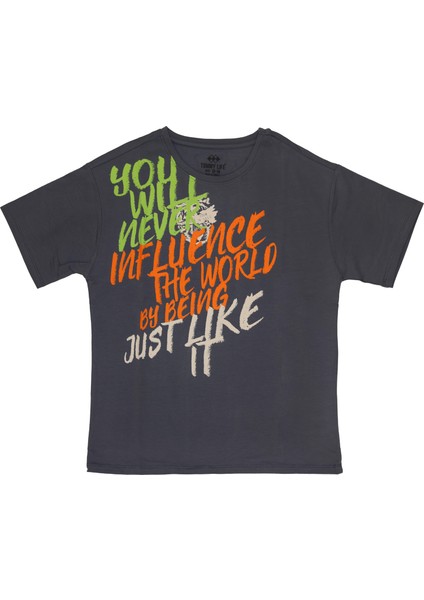 T09KG-75037_01 Kız Garson Oversize T-Shirt O Yaka Suprem