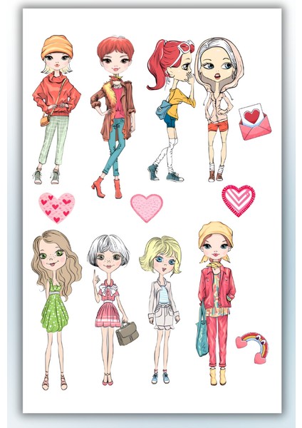 Genç Kız Temalı Sticker Planner Ajanda Bullet Journal Için Uygun