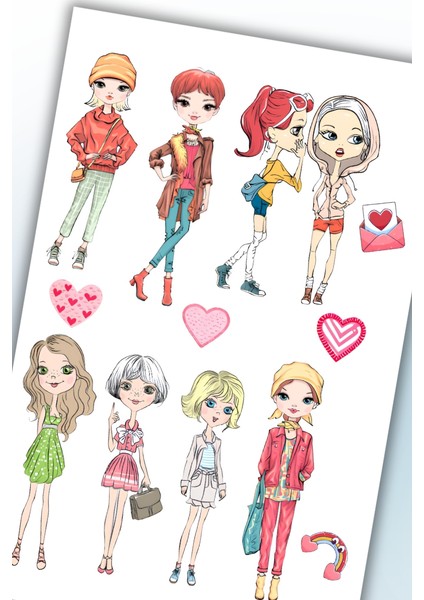 Genç Kız Temalı Sticker Planner Ajanda Bullet Journal Için Uygun modelleri