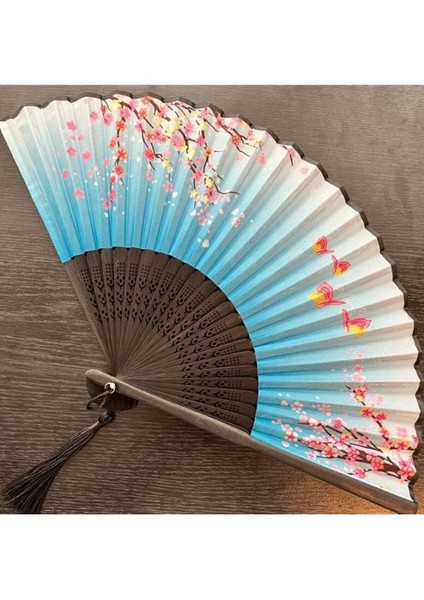 - Bambu Yelpaze Kiraz Çiçeği Desenli ve 2 Paraşüt Bandana