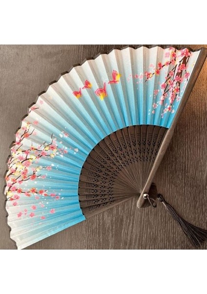 - Bambu Yelpaze Kiraz Çiçeği Desenli ve 2 Paraşüt Bandana