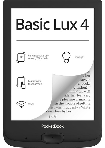 Basic Lux 4 E-Kitap Okuyucu | 6 'parlamayan ve Göz Dostu E-Mürekkep Teknolojisi | Kompakt ve Hafif E-Okuyucu | Ön Işık | Dokunmatik Ekran | Wi-Fi | Sözlükler | Micro-Sd Yuvası