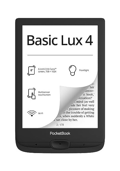 Basic Lux 4 E-Kitap Okuyucu | 6 'parlamayan ve Göz Dostu E-Mürekkep Teknolojisi | Kompakt ve Hafif E-Okuyucu | Ön Işık | Dokunmatik Ekran | Wi-Fi | Sözlükler | Micro-Sd Yuvası