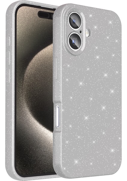 iPhone 16 Plus Kılıf Kamera Korumalı Simli Lüks Nvg Koton Kapak - Gümüş fiyatları