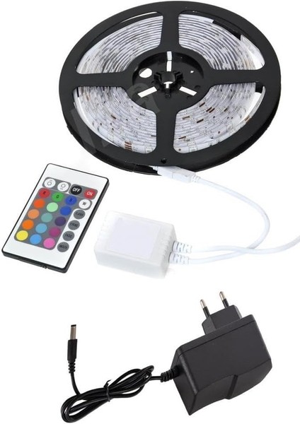 Dış Mekan Su Geçirmez Rgb LED Şerit - 5 mt Kumandalı ve Trafolu Set