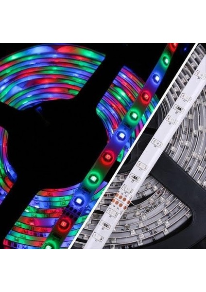 Dış Mekan Su Geçirmez Rgb LED Şerit - 5 mt Kumandalı ve Trafolu Set