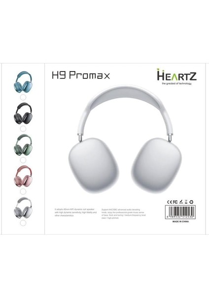 H9 Promax Airpods Max ile Uyumlu Kafa Bantı Sünger Koruyuculu Büyüklüğü Ayarlanabilen Dış Yüzeyi Parlak Kulak Üstü Bluetooth Kulaklık 5.3 Version Son Sürüm (Siyah)