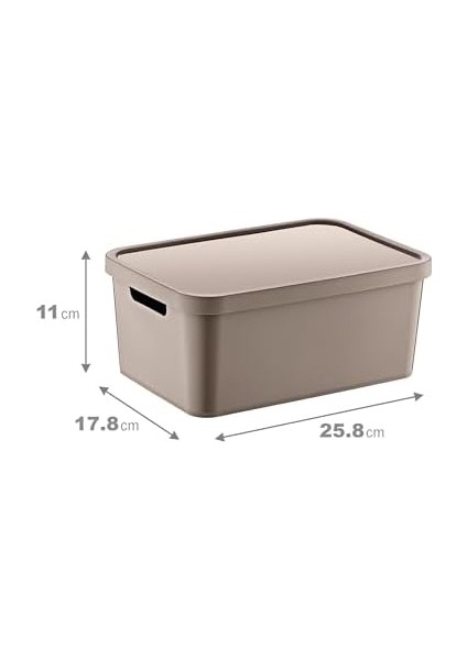 4'lü Set Stafi Çok Amaçlı Kapaklı Kutu Terra 4,5 Lt - Bej, Çok Amaçlı Kapaklı Kutu, Ev-Ofis-Depo Için, Kapaklı Saklama Kutusu