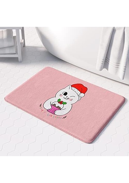 Sevimli Tasarımlı Yılbaşı Dekoru Banyo Paspası, Kaymaz Taban, Makinede Yıkanabilir, Yeni Yıl Paspası (283_BPSM, 2li Takım 40 x 60_50 x 80)