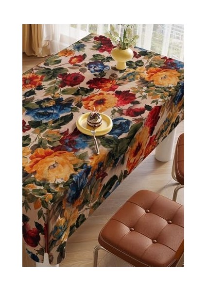 & Laurel Baskılı Yıkanabilir Masa Örtüsü Mutfak Bahçe Piknik Masa Örtüsü (140 x 140) modelleri