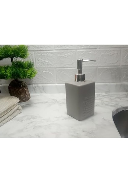 Sıvı Sabunluk Gri Modern 7X7X17CM 300ML Banyo Seti