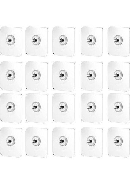 Kendinden Yapışkanlı Vida, 20'li Set, 6 kg Taşıma Kapasiteli, 60X60MM Şeffaf