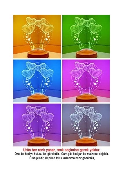 Anneye Hediye, Anneler Günü Hediyesi 3D Canım Annem Yazılı 3 Boyutlu Balon Kalpler Küre 3D LED Lamba, Gece Lambası