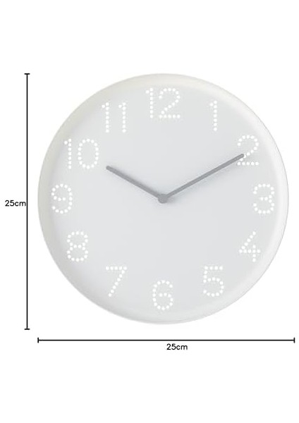 Tromma Duvar Saati, 25 cm , Beyaz