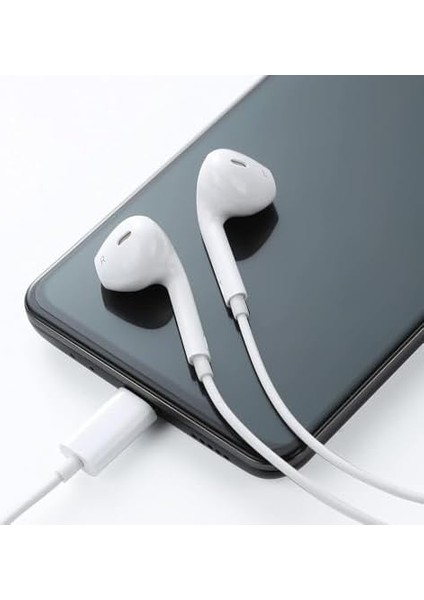 Kulaklık, Apple ve Samsung ile Uyumlu Earpods Mikrofonlu Kablolu Stereo Type-C Kulaklık Torima TC04, Beyaz