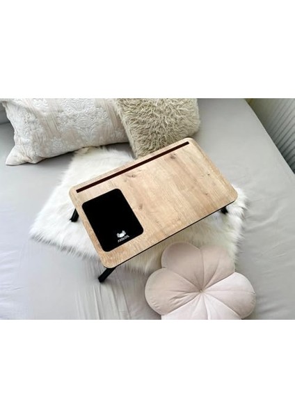 Folding Telefon ve Tablet Bölmeli Katlanır Ayaklı Laptop Sehpası Solak
