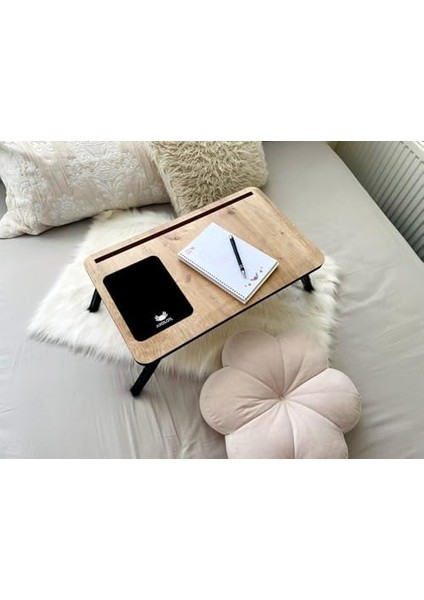 Folding Telefon ve Tablet Bölmeli Katlanır Ayaklı Laptop Sehpası Solak