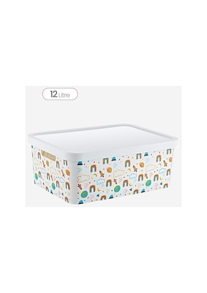 Stafi Desenli Çok Amaçlı Kapaklı Kutu 12 Lt Rainbow fiyatları