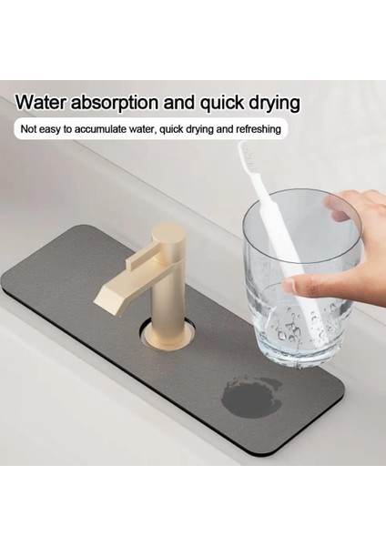 Su Emici Lavabo Kenar Matı Sihirli Mutfak Lavabo Sıçrama Koruyucu - Musluk Sapı Damlama Tutucu Tepsi, Sünger Tutucu Mat, Tezgah ve Banyo Için