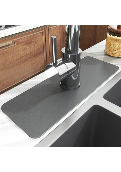 Su Emici Lavabo Kenar Matı Sihirli Mutfak Lavabo Sıçrama Koruyucu - Musluk Sapı Damlama Tutucu Tepsi, Sünger Tutucu Mat, Tezgah ve Banyo Için