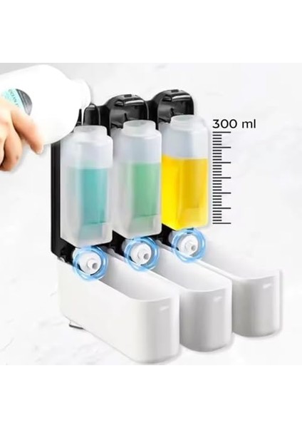 2 Adet Siyah ve Beyaz Duvara Monte Sıvı Sabunluk - 300 Ml, Şık & Dayanıklı Dispenser, Banyo ve Mutfak Için fiyatları