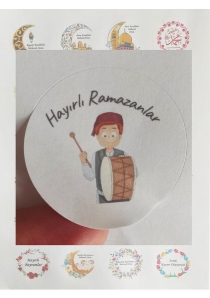 48 Adet 4 cm Hayırlı Ramazanlar Baskılı Etiket Sticker
