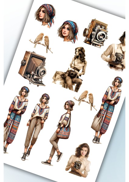 Genç Kız Temalı Sticker Planner Ajanda Bullet Journal Için Uygun modelleri