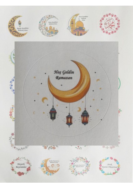 48 Adet 4 cm Hoş Geldin Ramazan Baskılı Etiket Sticker