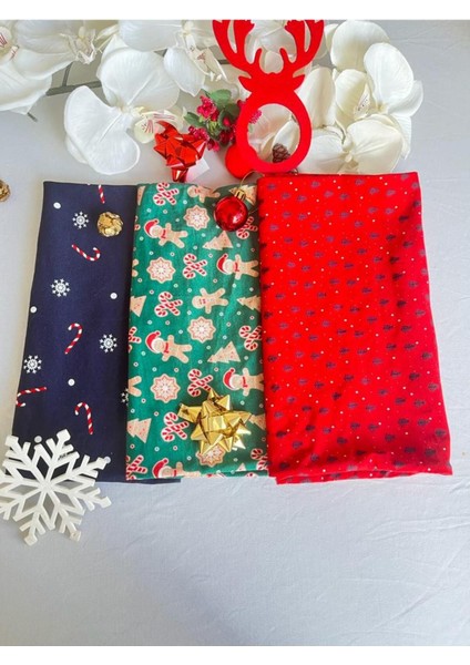 - Renkli Penye Lastikli Pamuklu Paraşüt Bandana 3 Adet