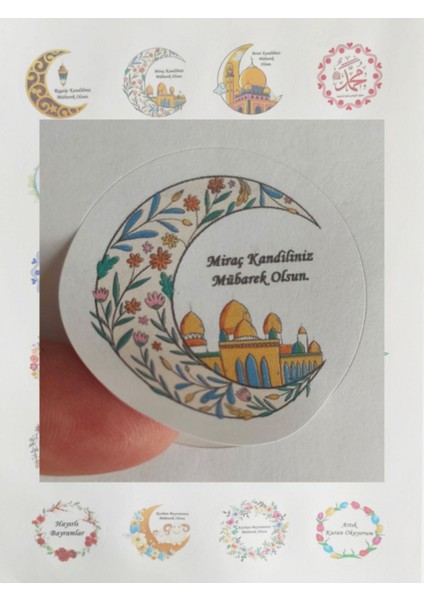 48 Adet 4 cm Miraç Kandiliniz Mübarek Olsun Baskılı Etiket Sticker fiyatları