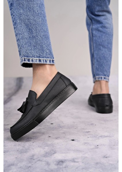 SLW153 Bloom Bağcıksız Püsküllü Cilt Erkek Günlük Spor Klasik Ayakkabı St - Siyah modelleri