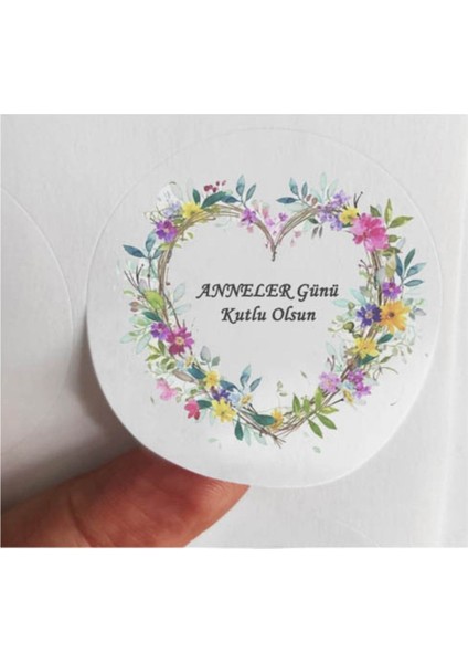 48 Adet 4 cm Anneler Günü Kutlu Olsun Baskılı Etiket Sticker
