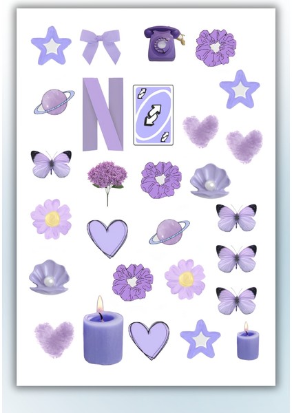 Mor Temalı 3 Lü Sticker Planner Ajanda Bullet Journal Için Uygun Set fiyatları