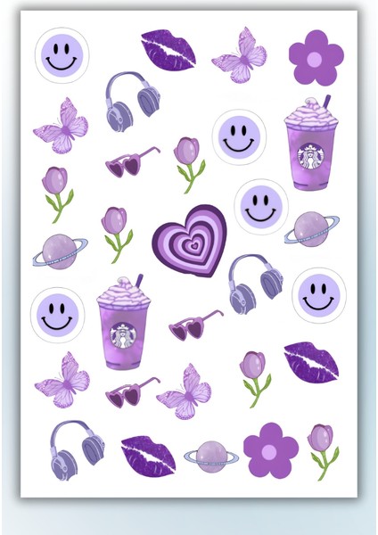 Mor Temalı 3 Lü Sticker Planner Ajanda Bullet Journal Için Uygun Set fırsatları